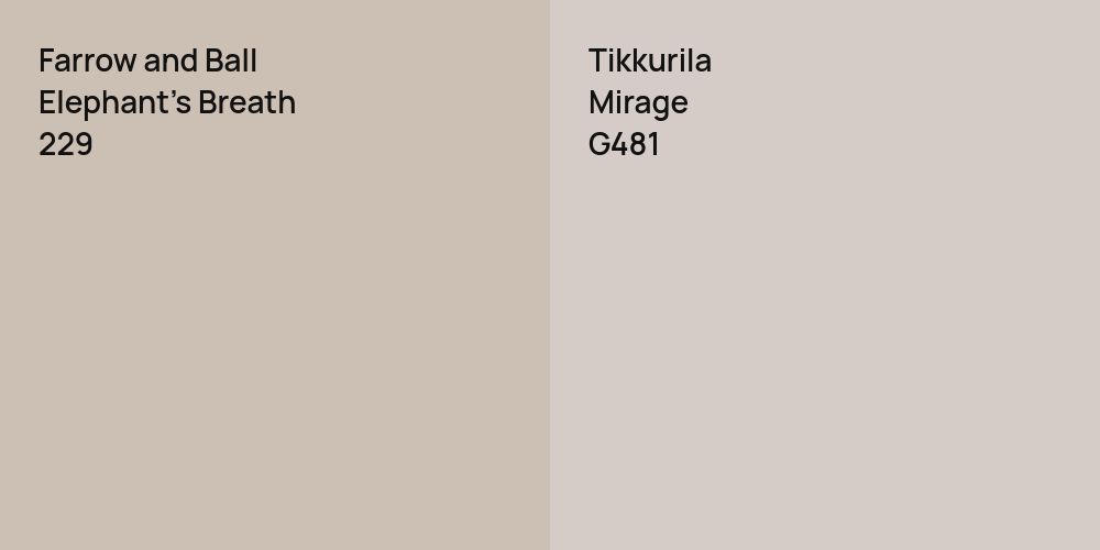 Farrow and Ball Elephant's Breath vs. Tikkurila Mirage