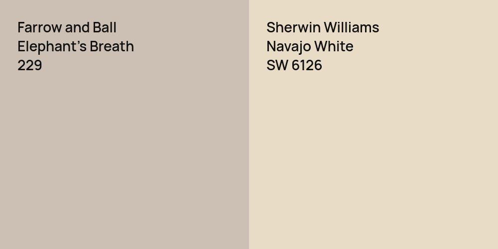 Farrow and Ball Elephant's Breath vs. Sherwin Williams Navajo White