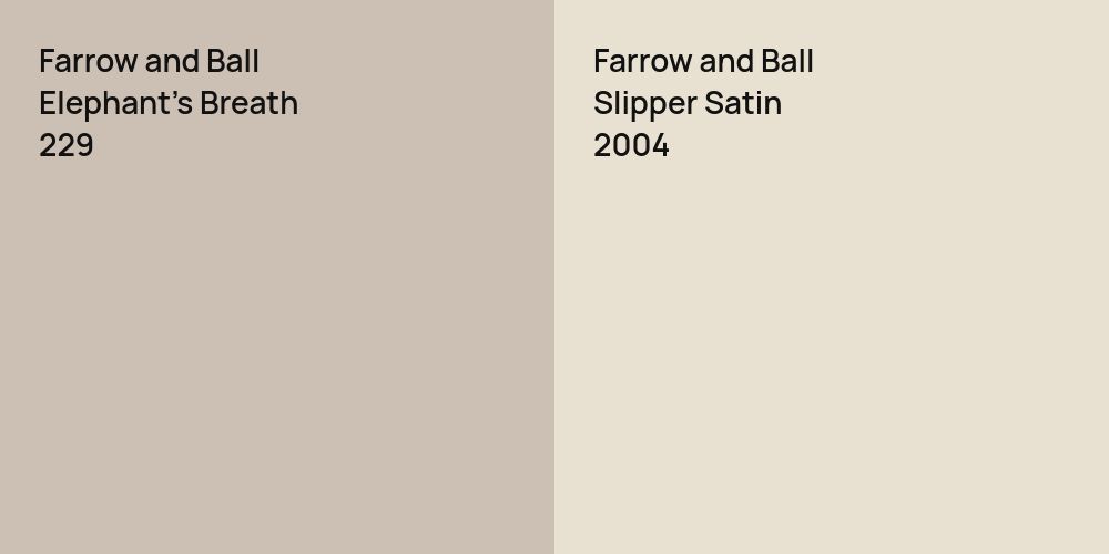 Farrow and Ball Elephant's Breath vs. Farrow and Ball Slipper Satin