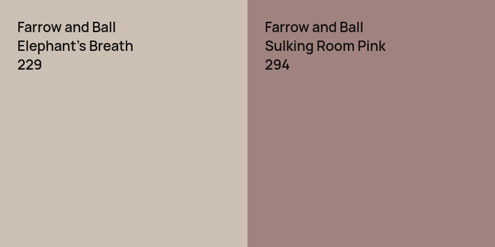 Farrow and Ball Elephant's Breath vs. Farrow and Ball Sulking Room Pink