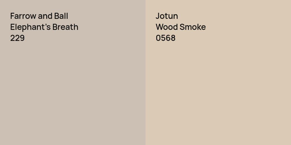 Farrow and Ball Elephant's Breath vs. Jotun Wood Smoke