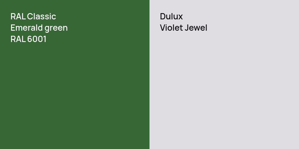 RAL Classic  Emerald green vs. Dulux Violet Jewel