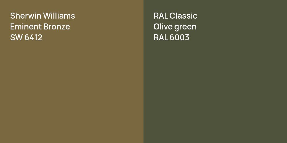 Sherwin Williams Eminent Bronze vs. RAL Classic  Olive green