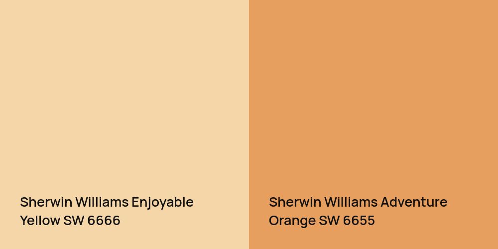 Sherwin Williams Enjoyable Yellow vs. Sherwin Williams Adventure Orange