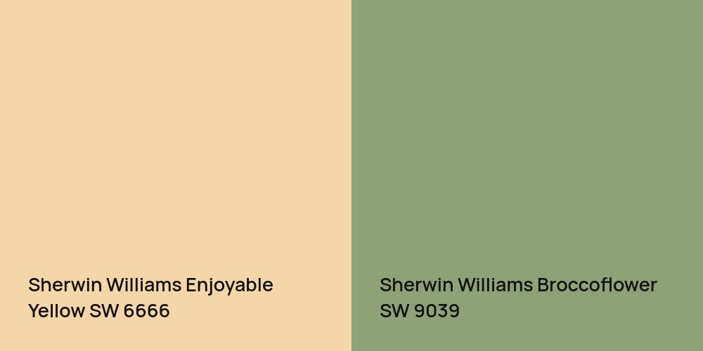 Sherwin Williams Enjoyable Yellow vs. Sherwin Williams Broccoflower