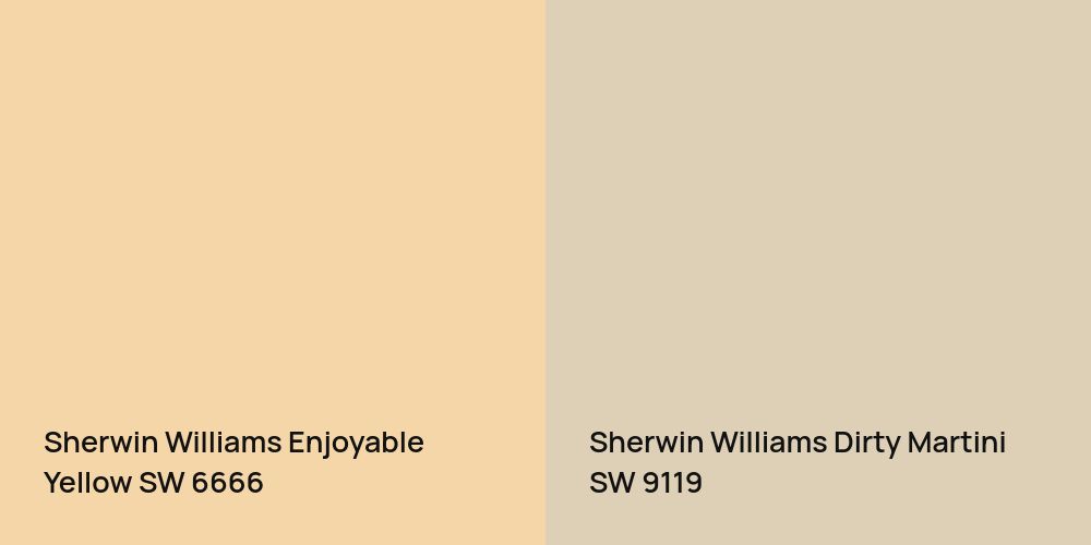 Sherwin Williams Enjoyable Yellow vs. Sherwin Williams Dirty Martini