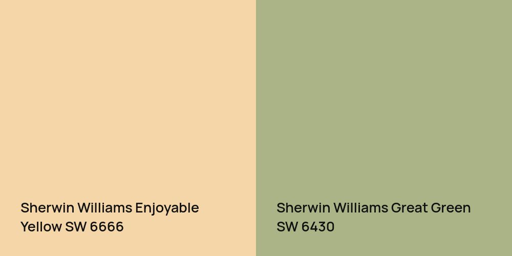 Sherwin Williams Enjoyable Yellow vs. Sherwin Williams Great Green