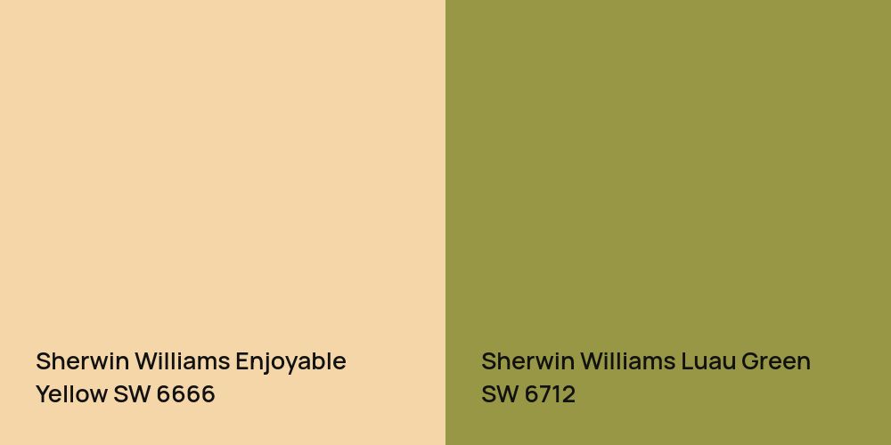 Sherwin Williams Enjoyable Yellow vs. Sherwin Williams Luau Green