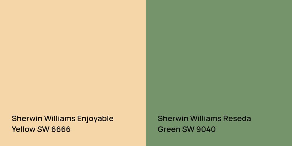 Sherwin Williams Enjoyable Yellow vs. Sherwin Williams Reseda Green