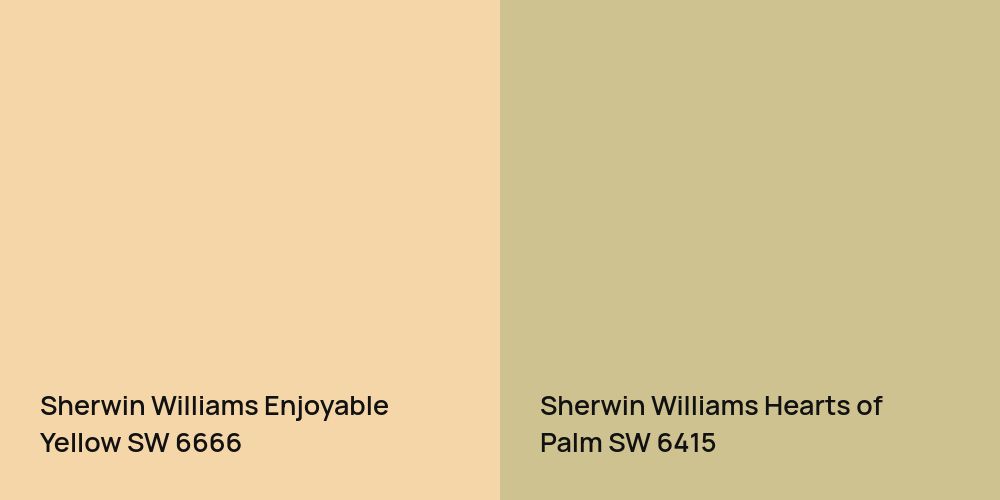 Sherwin Williams Enjoyable Yellow vs. Sherwin Williams Hearts of Palm