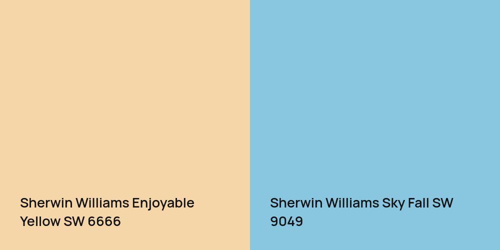 Sherwin Williams Enjoyable Yellow vs. Sherwin Williams Sky Fall