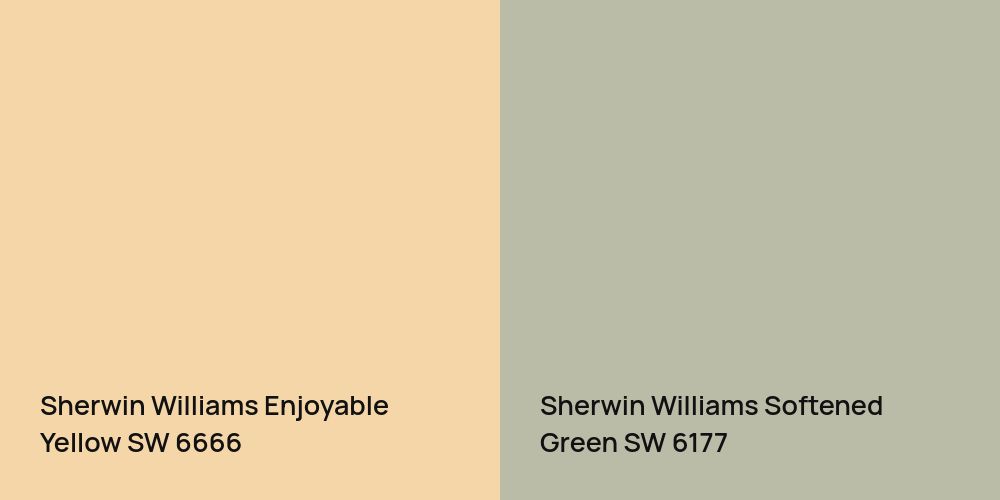 Sherwin Williams Enjoyable Yellow vs. Sherwin Williams Softened Green