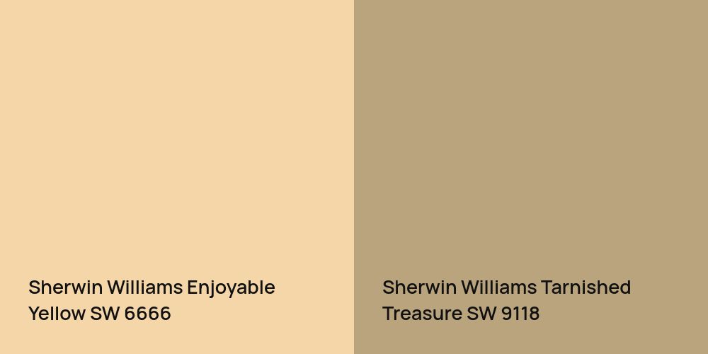 Sherwin Williams Enjoyable Yellow vs. Sherwin Williams Tarnished Treasure