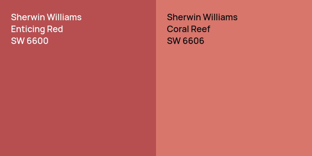 Sherwin Williams Enticing Red vs. Sherwin Williams Coral Reef