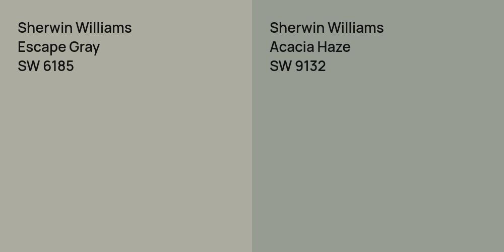 Sherwin Williams Escape Gray vs. Sherwin Williams Acacia Haze