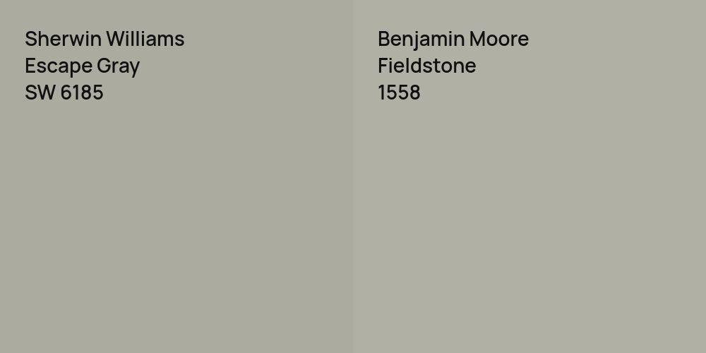 Sherwin Williams Escape Gray vs. Benjamin Moore Fieldstone