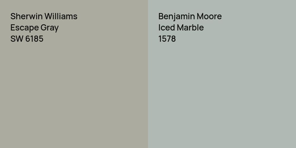 Sherwin Williams Escape Gray vs. Benjamin Moore Iced Marble