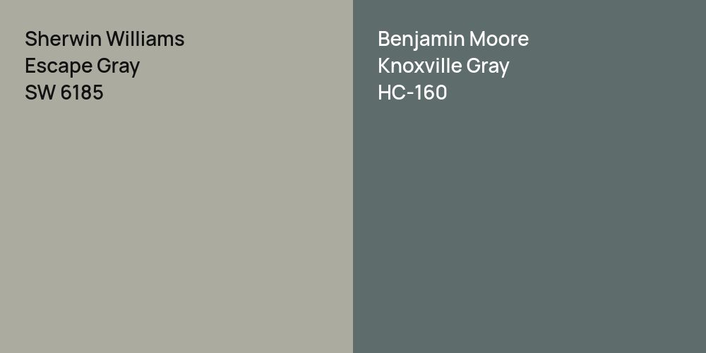 Sherwin Williams Escape Gray vs. Benjamin Moore Knoxville Gray