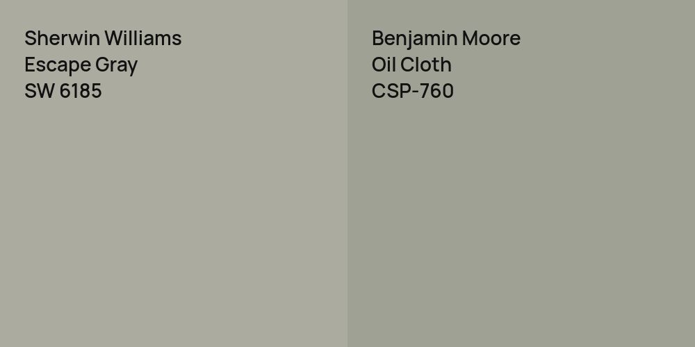 Sherwin Williams Escape Gray vs. Benjamin Moore Oil Cloth