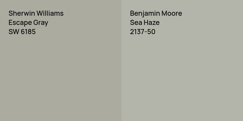 Sherwin Williams Escape Gray vs. Benjamin Moore Sea Haze