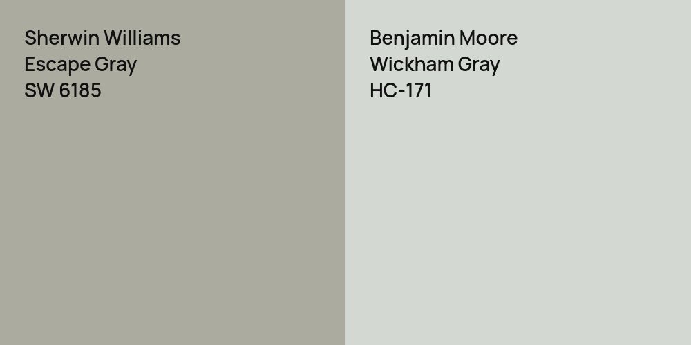 Sherwin Williams Escape Gray vs. Benjamin Moore Wickham Gray