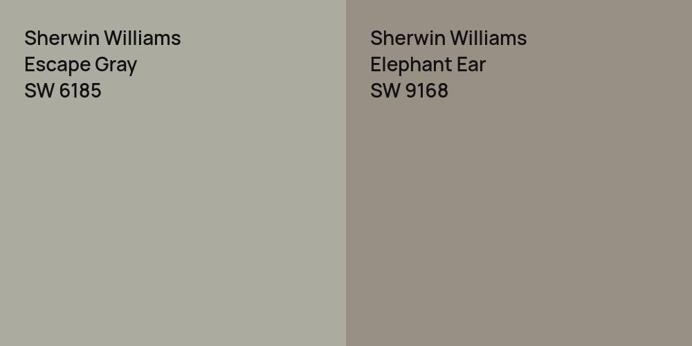 Sherwin Williams Escape Gray vs. Sherwin Williams Elephant Ear