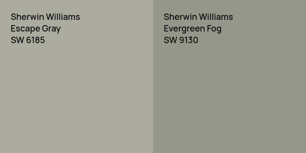 Sherwin Williams Escape Gray vs. Sherwin Williams Evergreen Fog