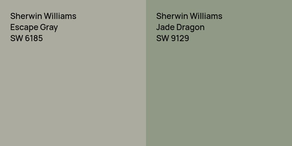 Sherwin Williams Escape Gray vs. Sherwin Williams Jade Dragon