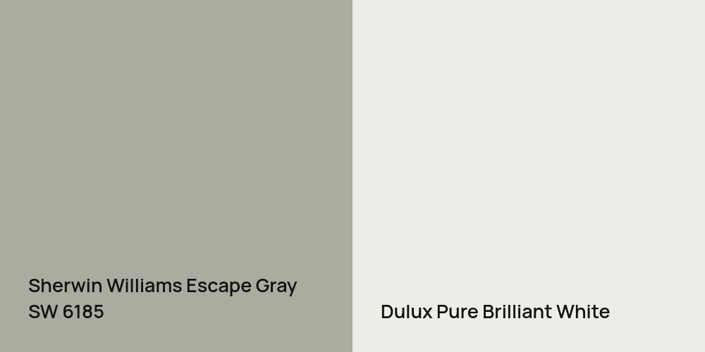 Sherwin Williams Escape Gray vs. Dulux Pure Brilliant White