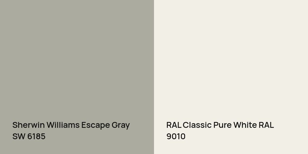 Sherwin Williams Escape Gray vs. RAL Classic Pure White