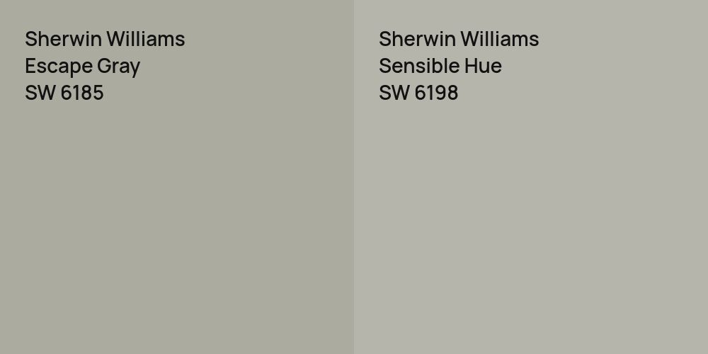 Sherwin Williams Escape Gray vs. Sherwin Williams Sensible Hue