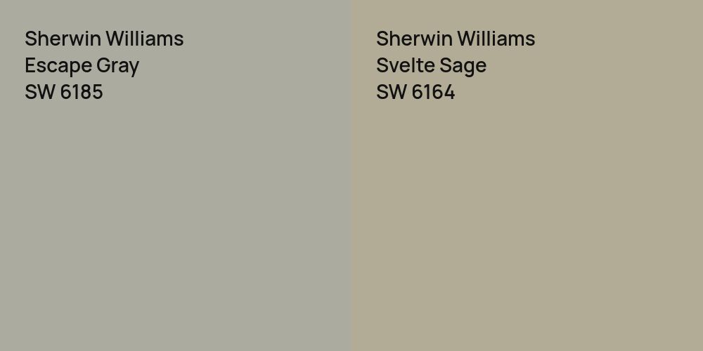 Sherwin Williams Escape Gray vs. Sherwin Williams Svelte Sage