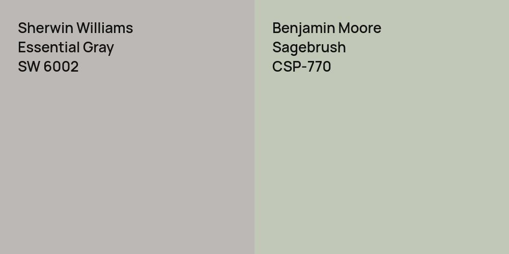 Sherwin Williams Essential Gray vs. Benjamin Moore Sagebrush