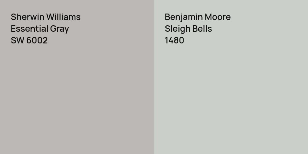 Sherwin Williams Essential Gray vs. Benjamin Moore Sleigh Bells