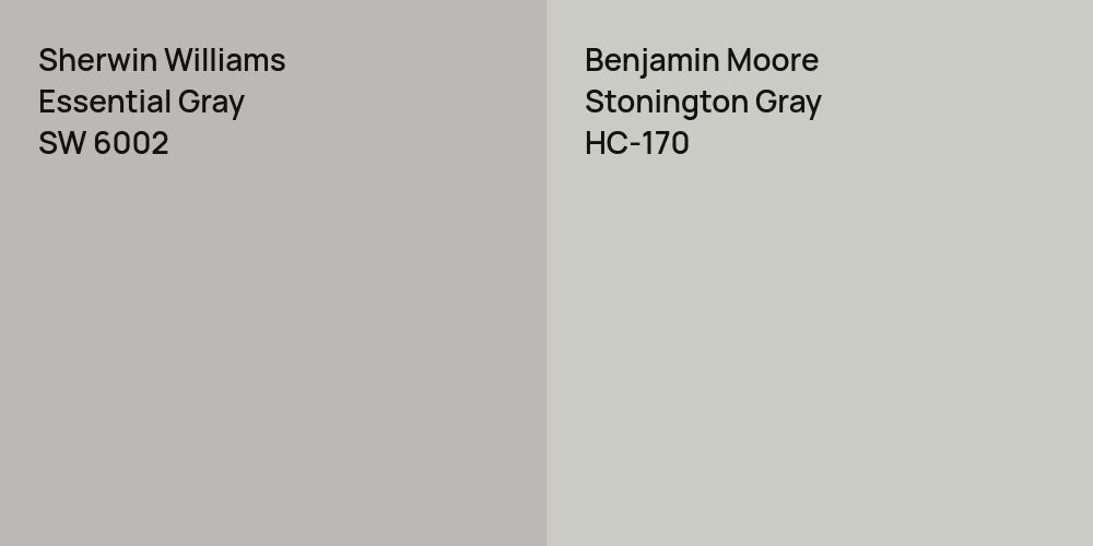 Sherwin Williams Essential Gray vs. Benjamin Moore Stonington Gray