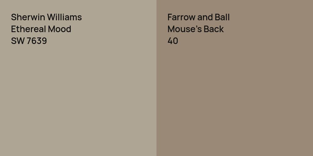 Sherwin Williams Ethereal Mood vs. Farrow and Ball Mouse's Back