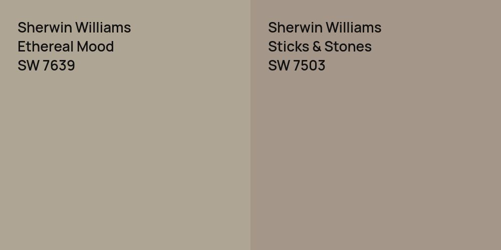 Sherwin Williams Ethereal Mood vs. Sherwin Williams Sticks & Stones