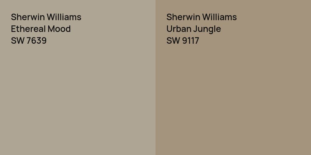 Sherwin Williams Ethereal Mood vs. Sherwin Williams Urban Jungle