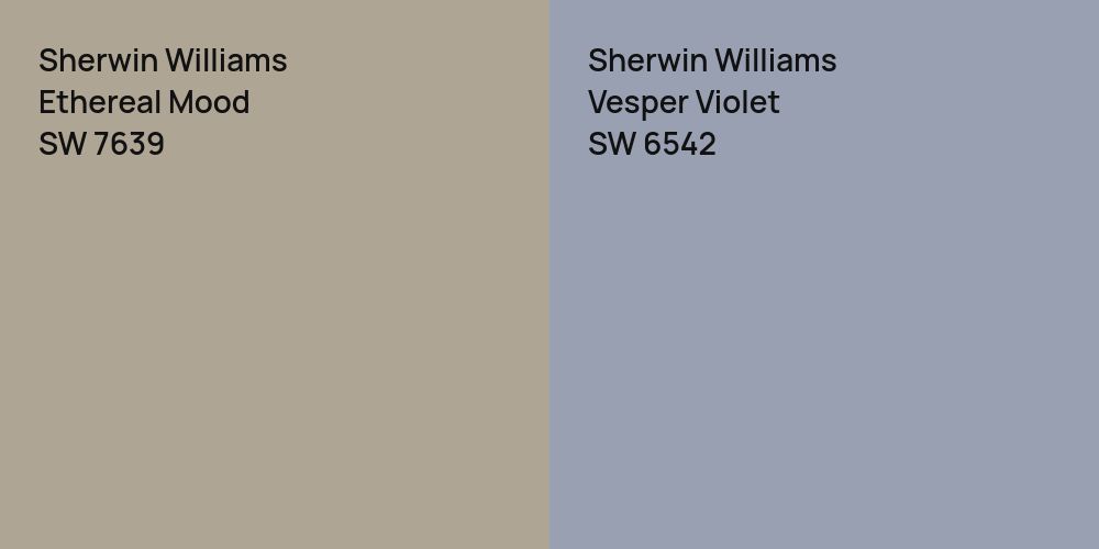 Sherwin Williams Ethereal Mood vs. Sherwin Williams Vesper Violet