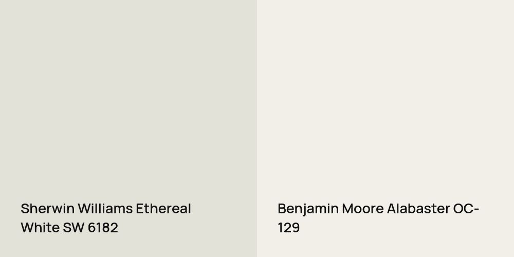 Sherwin Williams Ethereal White vs. Benjamin Moore Alabaster