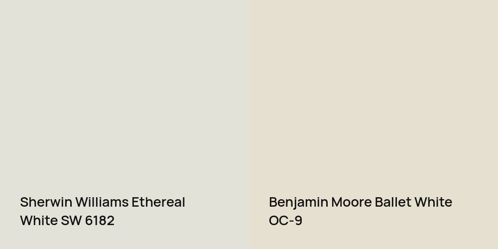 Sherwin Williams Ethereal White vs. Benjamin Moore Ballet White