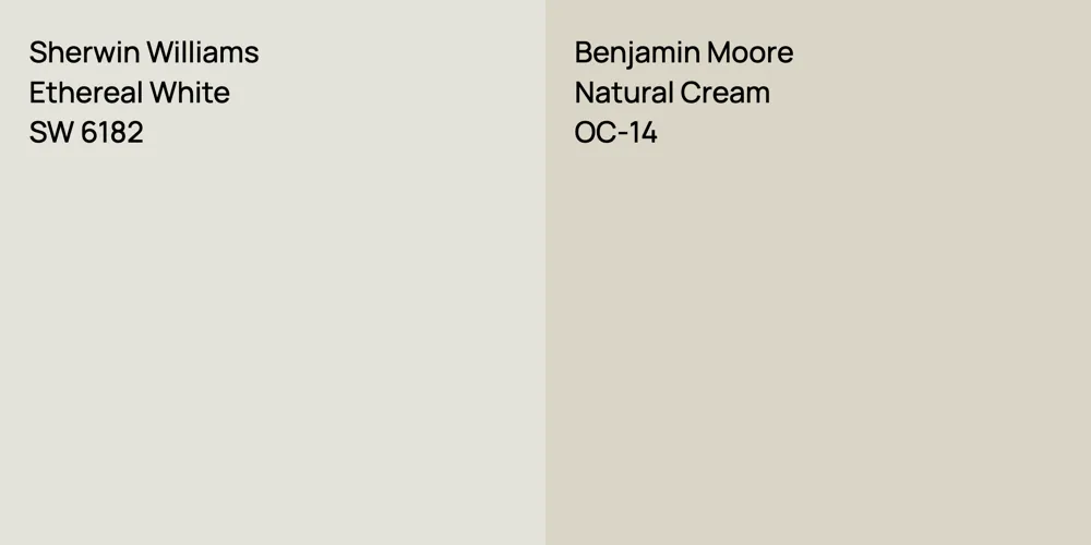 Sherwin Williams Ethereal White vs. Benjamin Moore Natural Cream