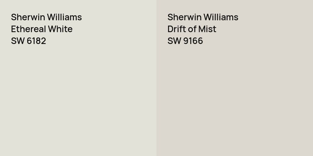 Sherwin Williams Ethereal White vs. Sherwin Williams Drift of Mist