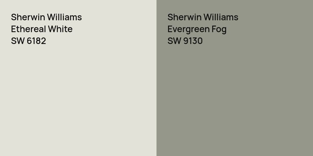 Sherwin Williams Ethereal White vs. Sherwin Williams Evergreen Fog