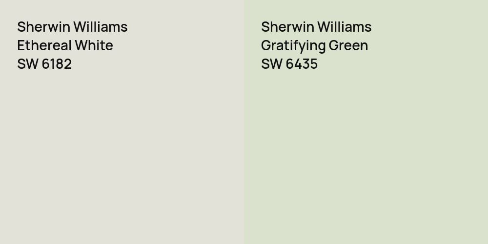 Sherwin Williams Ethereal White vs. Sherwin Williams Gratifying Green