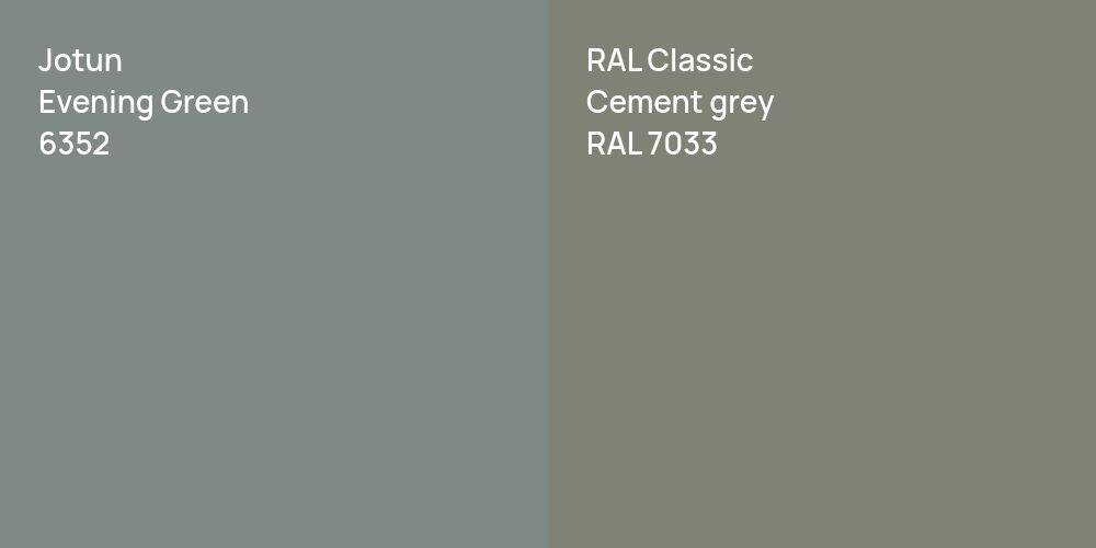 Jotun Evening Green vs. RAL Classic  Cement grey