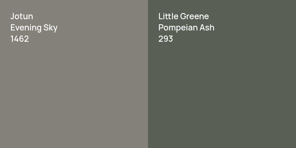 Jotun Evening Sky vs. Little Greene Pompeian Ash