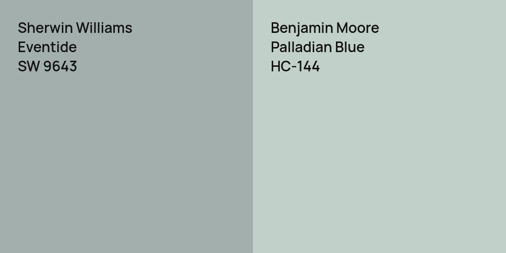 Sherwin Williams Eventide vs. Benjamin Moore Palladian Blue