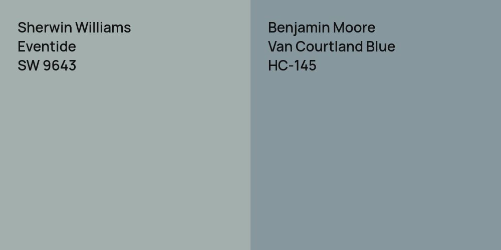 Sherwin Williams Eventide vs. Benjamin Moore Van Courtland Blue