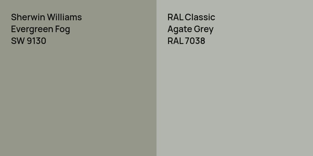 Sherwin Williams Evergreen Fog vs. RAL Classic Agate Grey